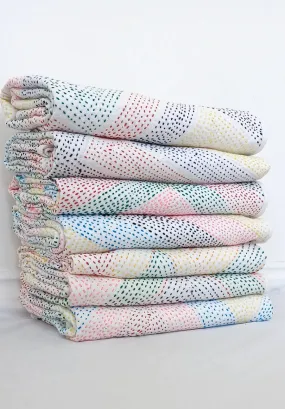 Zig-Zag Baby Rainbow Kantha Quilt